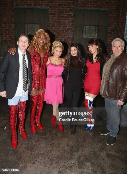 Jake Shears as "Charlie", Wayne Brady as "Lola", Kirstin Maldonado as "Lauren", Victoria Justice, Caroline Bowman as "Nicola" and "Kinky Boots" Book...