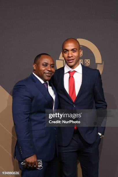 Portugal's midfielder Joao Mario poses on arrival at 'Quinas de Ouro' 2018 ceremony held and the Pavilhao Carlos Lopes in Lisbon, on March 19, 2018.