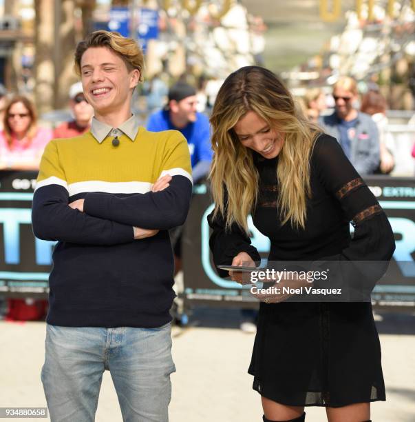 Jace Norman and Renee Bargh visit "Extra" at Universal Studios Hollywood on March 19, 2018 in Universal City, California.