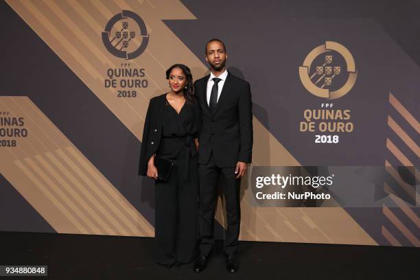 Nilson Miguel futsal player poses on arrival at 'Quinas de Ouro' 2018 ceremony held and the Pavilhao Carlos Lopes in Lisbon, on March 19, 2018.