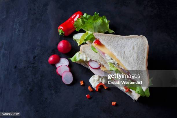 sandwich with ham and cheese - pain de mie photos et images de collection