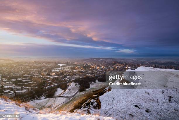 edinburgh winter - arthur's seat - fotografias e filmes do acervo