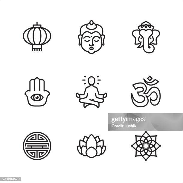 asia - pixel perfect icons - buddhism stock illustrations