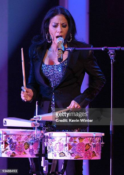 Musician Shiela E. Performs onstage at the Dizzy Feet Foundation's Inaugural Celebration of Dance at The Kodak Theater on November 29, 2009 in...