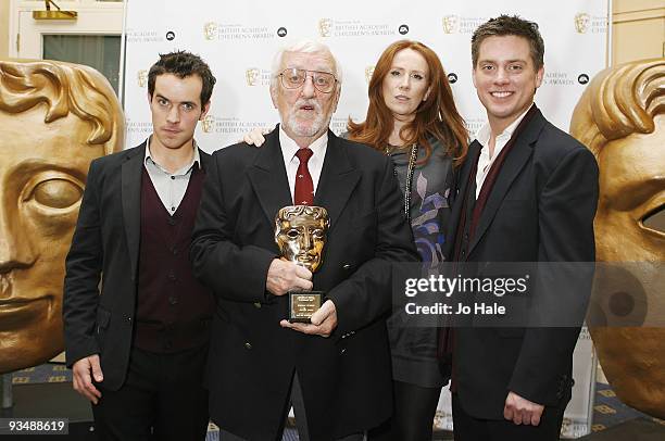 Dick aka Richard McCourt, Bernard Cribbins with the Special Award, Catherine Tate and Dom aka Dominic Simon Wood poses in the press room at the 'EA...