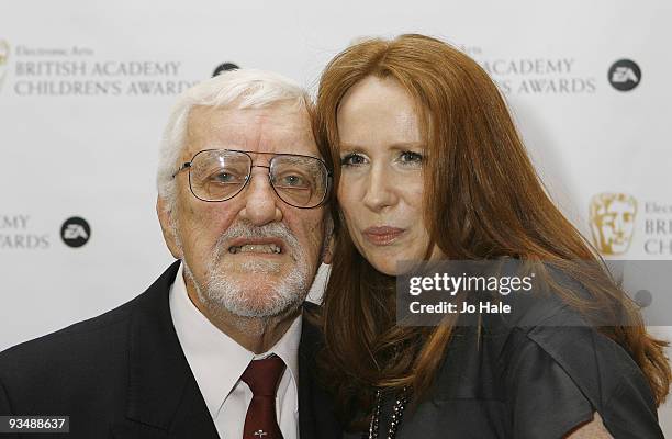 Bernard Cribbins and Catherine Tate poses in the press room at the 'EA British Academy Children's Awards 2009' at The London Hilton on November 29,...