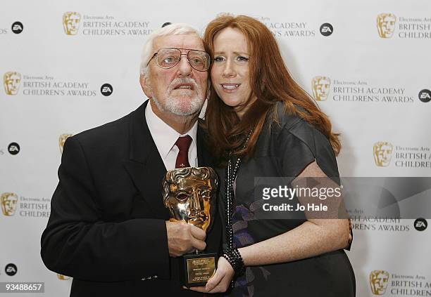 Bernard Cribbins with the Special Award and Catherine Tate poses in the press room at the 'EA British Academy Children's Awards 2009' at The London...