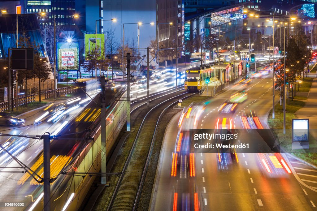 Germany, Baden-Wuerttemberg, Stuttgart, traffic in the evening