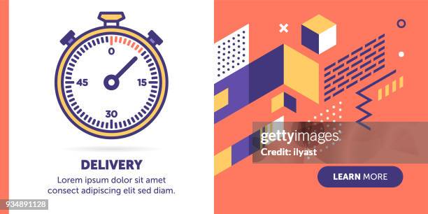 delivery time banner - stopwatch background stock illustrations