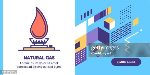 natural gas banner - stove flame stock illustrations