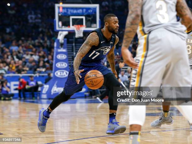 Jonathon Simmons of the Orlando Magic during the game against the Cleveland Cavaliers at the Amway Center on February 6, 2018 in Orlando, Florida....