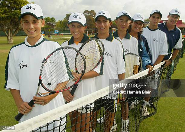 Jovana Ristic , Dijana Srbinoska , Josh Katz , Anthony Tuong , Optus Australian Fed Cup Captain Evonne Goolagong Cawley, Alex Petropoulos and Optus...