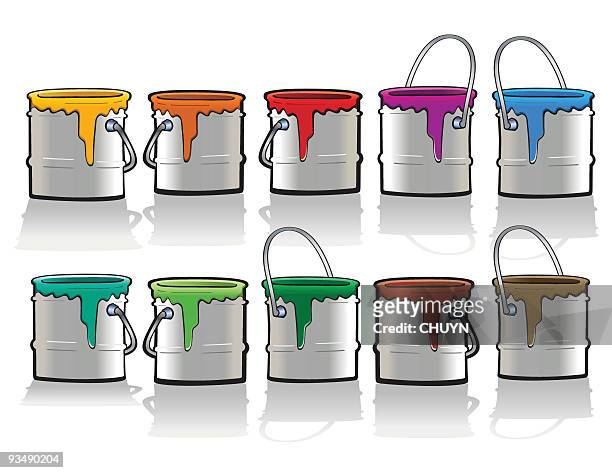 paint buckets isolated - drop shadow stock illustrations