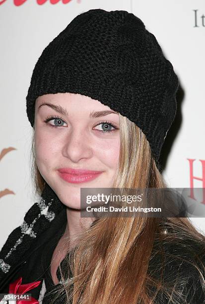 Actress Hayley Erin arrives for the 2009 Hollywood Christmas Parade at The Roosevelt Hotel on November 29, 2009 in Hollywood, California.