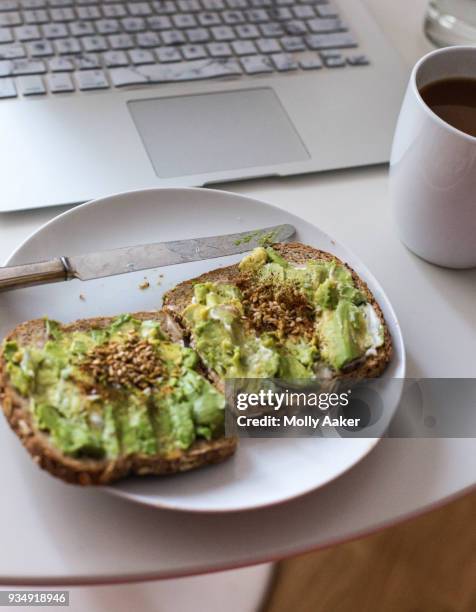 avocado toast - freshers week stock pictures, royalty-free photos & images