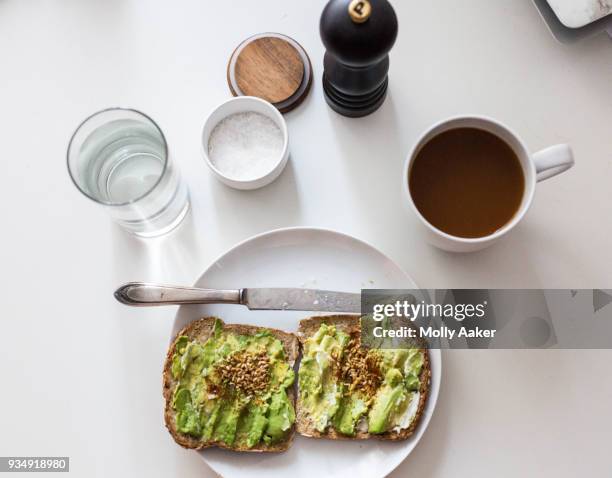 avocado toast - freshers week stock pictures, royalty-free photos & images