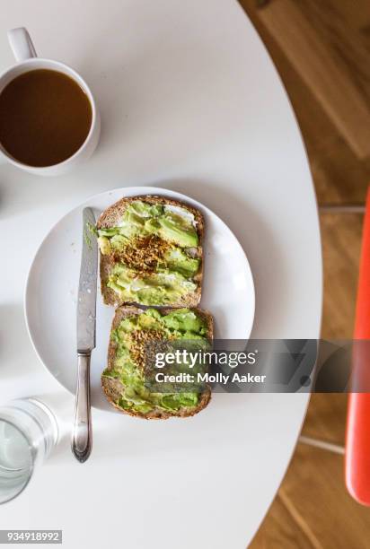 avocado toast - freshers week stock pictures, royalty-free photos & images