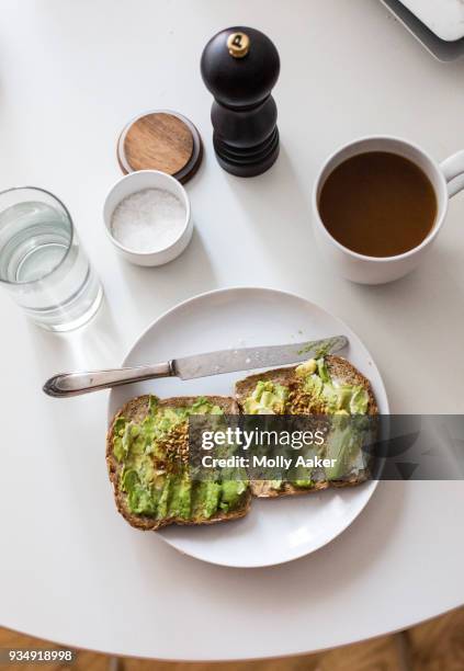 avocado toast - freshers week stock pictures, royalty-free photos & images