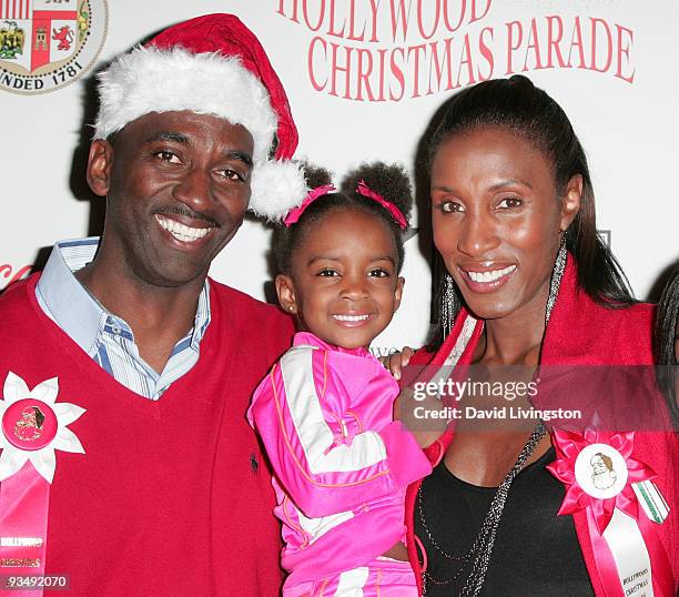 Former WNBA star Lisa Leslie , husband Michael Lockwood and daughter Lauren arrive for the 2009 Hollywood Christmas Parade at The Roosevelt Hotel on...