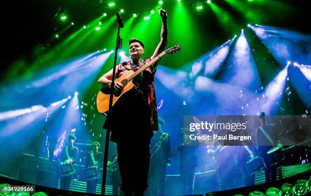 Lead singer Danny O'Donoghue of the The Script performs at the Ziggo Dome on March 15, 2018 in Amsterdam,Netherlands.