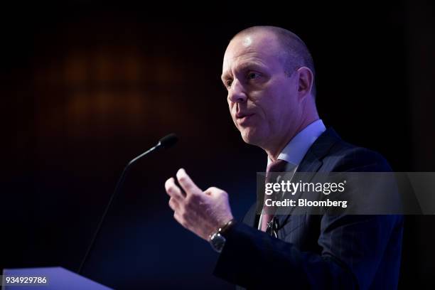 Michael Strobaek, global chief investment officer at Credit Suisse, speaks during the Credit Suisse Asian Investment Conference in Hong Kong, China,...
