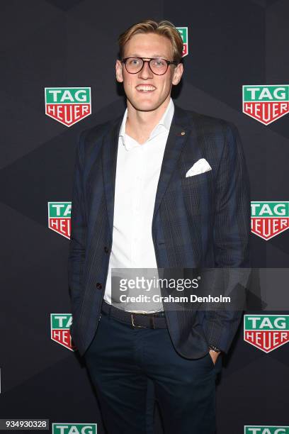 Mack Horton arrives at the TAG Heuer Australia Grand Prix Party at Luminare on March 20, 2018 in Melbourne, Australia.