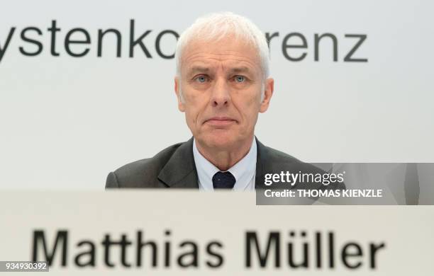 Matthias Mueller, member of the executive board for strategy and corporate development of the Porsche Automobil Holding SE, attends the company's...