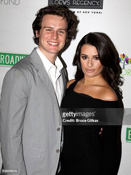 Jonathan Groff and Lea Michele pose at the "True Colors Cabaret" presented by True Colors Tour, Broadway Impact and True Colors Fund at Feinstein's...