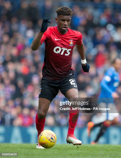 Kilmarnock's Aaron Tshibola during the Ladbrokes Scottish Premiership match at Ibrox Stadium, Glasgow.