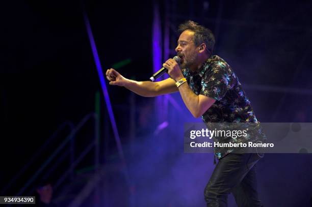 Santi Balmes of Love of Lesbian performs during Day 1 of the Vive Latino 2018 at Foro Sol on March 17, 2018 in Mexico City, Mexico.