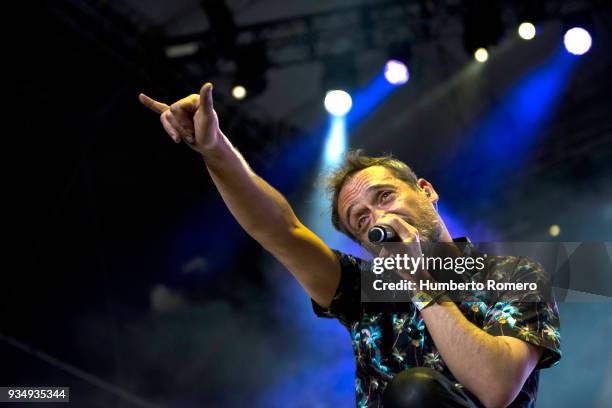 Santi Balmes of Love of Lesbian performs during Day 1 of the Vive Latino 2018 at Foro Sol on March 17, 2018 in Mexico City, Mexico.