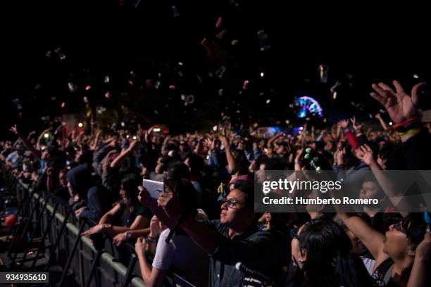 Fans enjoy the atmosphere during Day 1 of the Vive Latino 2018 at Foro Sol on March 17, 2018 in Mexico City, Mexico.