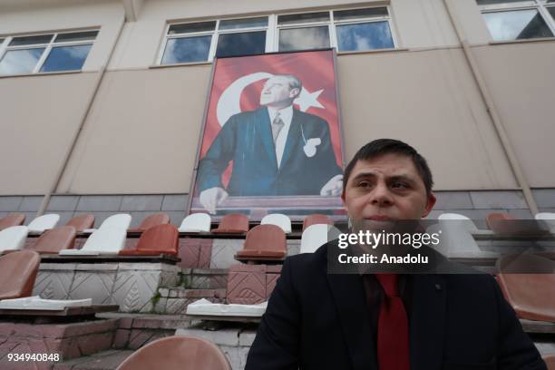 Year-old man with down syndrome Cengizhan Donmez is seen at a school where he works as an officer after attending his swimming practice in Ankara,...