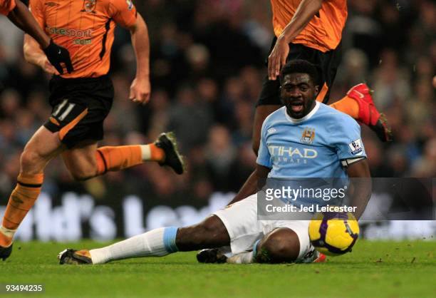 Kolo Toure of Manchester City during the Barclays Premier League match between Manchester City and Hull City at the City of Manchester Stadium on...