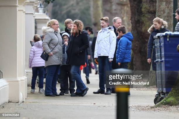 People leave the Russian Embassy in cars and vans on March 20, 2018 in London, England. Expelled Russian diplomats prepare to leave the embassy in...