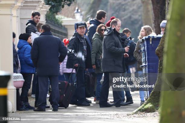 People leave the Russian Embassy in cars and vans on March 20, 2018 in London, England. Expelled Russian diplomats prepare to leave the embassy in...