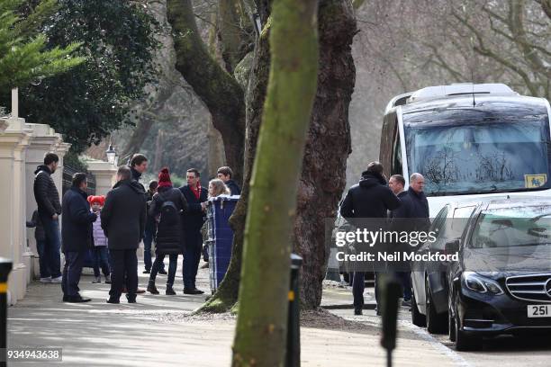 People leave the Russian Embassy in cars and vans on March 20, 2018 in London, England. Expelled Russian diplomats prepare to leave the embassy in...