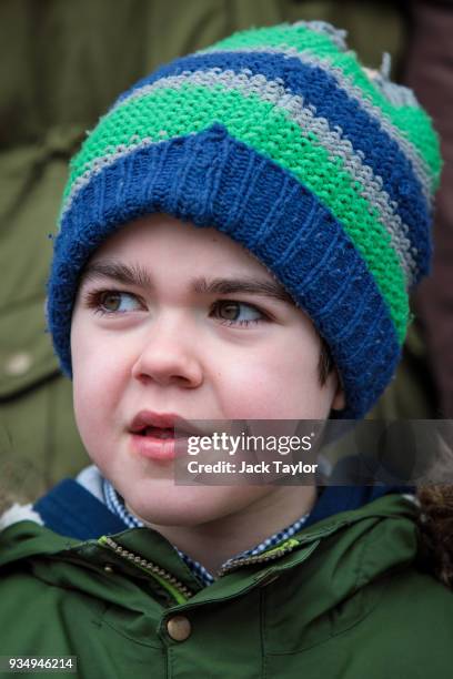 Six-year-old Alfie Dingley poses outside Portcullis House before meeting with MPs in Parliament on March 20, 2018 in London, England. The British...