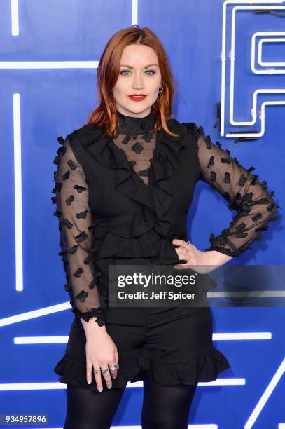 Arielle Free attends the European Premiere of 'Ready Player One' at Vue West End on March 19, 2018 in London, England.