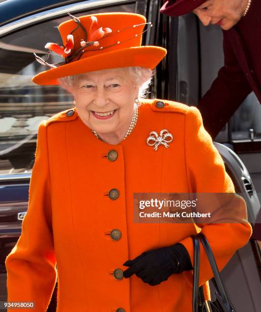 Queen Elizabeth II visits the Royal Academy of Arts to mark the completion of a major redevelopment of the site on March 20, 2018 in London, England.