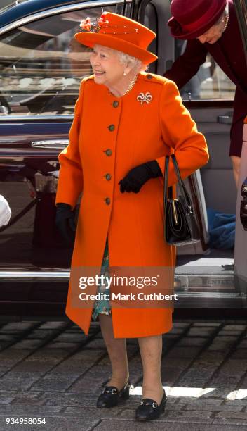 Queen Elizabeth II visits the Royal Academy of Arts to mark the completion of a major redevelopment of the site on March 20, 2018 in London, England.