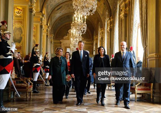 Paris' mayor Anne Hidalgo, Grand Duke Henri of Luxembourg, Grand Duchess Maria-Teresa of Luxembourg and French Education Minister Jean-Michel...
