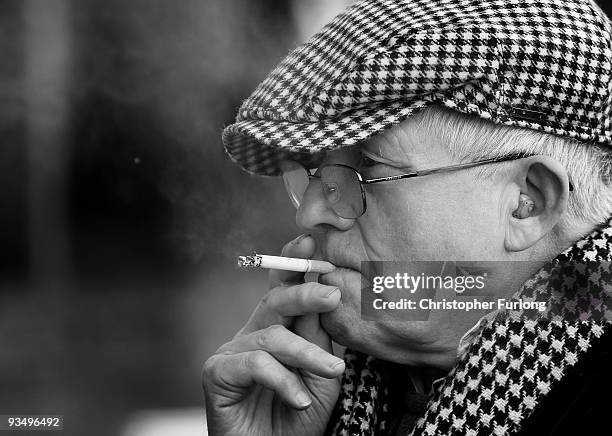 Artist David Hockney smokes a cigarette during a break from a tour of the new Nottingham Contemporary art space which is holding a major...