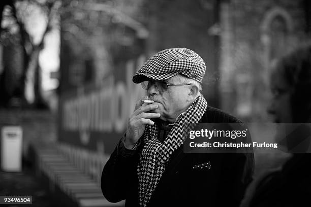 Artist David Hockney smokes a cigarette during a break from a tour of the new Nottingham Contemporary art space which is holding a major...