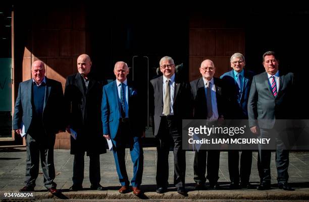 Men who were detained by the British in 1971, some of the so-called 'hooded men', Jim "Archie" Auld, Patrick McNally, Liam Shannon, Francis "Franice"...