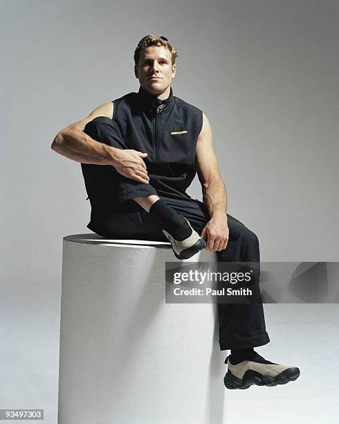 Rower & tv presenter James Cracknell poses for a portrait shoot in London on September 4, 2003.