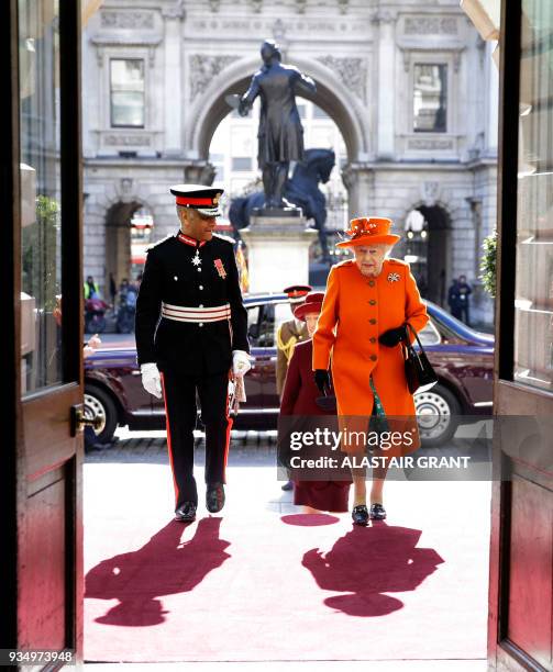 Britain's Queen Elizabeth II visits the Royal Academy of Arts in London on March 20, 2018. The Royal Academy of Arts has completed a major...