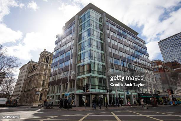 The London headquarters of Cambridge Analytica stands on New Oxford Street in central London on March 20, 2018 in London, England. British...