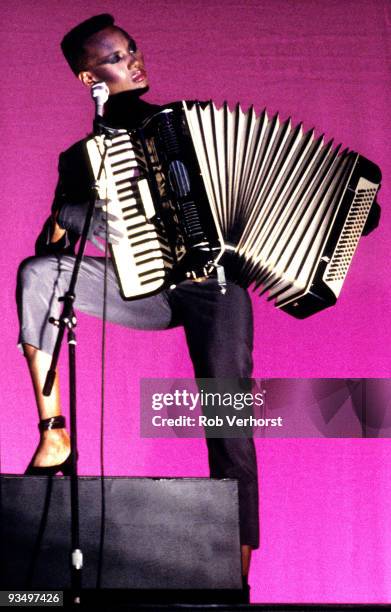 Grace Jones performs live at The Carre Theatre in Amsterdam, Netherlands on September 23 1981