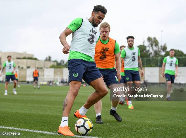 Belek , Turkey - 20 March 2018; Cyrus Christie, left, and Daryl Horgan during Republic of Ireland squad training at Regnum Sports Centre in Belek,...